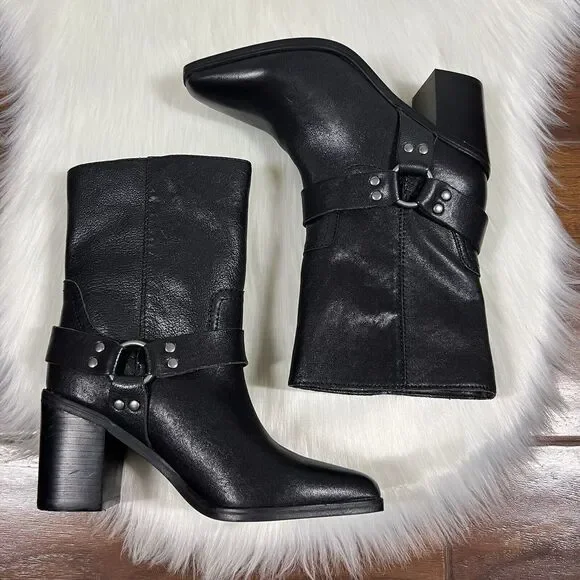 NEW Steve Madden Women's Size 6.5 M Black Leather Alessio Ankle Boot Bootie - Picture 2 of 13